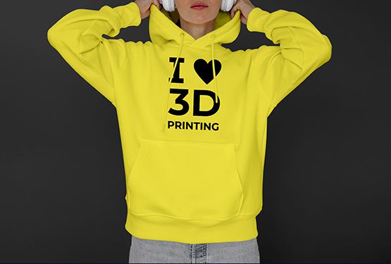 Худи "I love 3D printing" от канала "Аддитивная Кухня" желтый